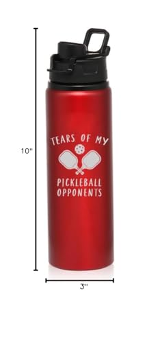 25 oz Water Bottle Sports Travel Mug Gift Tears Of My Pickleball Opponents Funny (Red) - color: Red