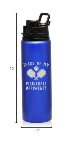 25 oz Water Bottle Sports Travel Mug Gift Tears Of My Pickleball Opponents Funny (Blue) - color: Blue