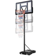 4.4-10ft Adjustable Height Basketball Hoop Outdoor, Portable Basketball Goal, 44in Shatterproof Backboard, Fillable Base, 2 Portable Wheels for Backyard/Indoor, for Kids/Teenagers/Adults