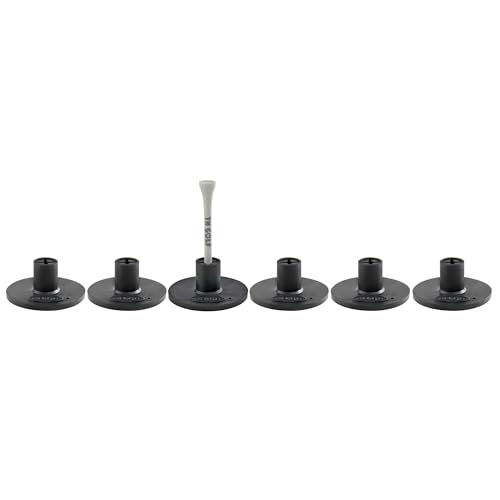TH Golf Premium Rubber Golf Tees – Pack of 6 – Durable, Long-Lasting Tees in Multiple Sizes & Colours for Drivers, Woods & Irons - style: 25mm Cross Black