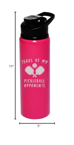 25 oz Water Bottle Sports Travel Mug Gift Tears Of My Pickleball Opponents Funny (Hot Pink) - color: Hot Pink