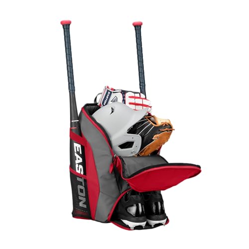 Easton Dugout Backpack Equipment Bag | Baseball & Softball | Multiple Colors - color: Red