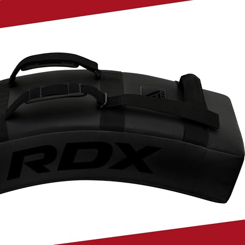 RDX Kick Shield Muay Thai Kickboxing, Heavy Curved Kicking Striking Body Pad, Punching Foot Target MMA Boxing Training, 3 Padded Handles, Martial Arts Karate TKD Taekwondo (ONE PAD ONLY) - color: Full Black