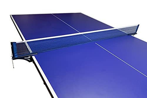 Sanung S405 Table Tennis Net and Post Set, Thickened Folding Ping Pong Table Net and Post Kit with Bead Chain Measuring Ruler for Any Standard Table Indoor Outdoor, Blue