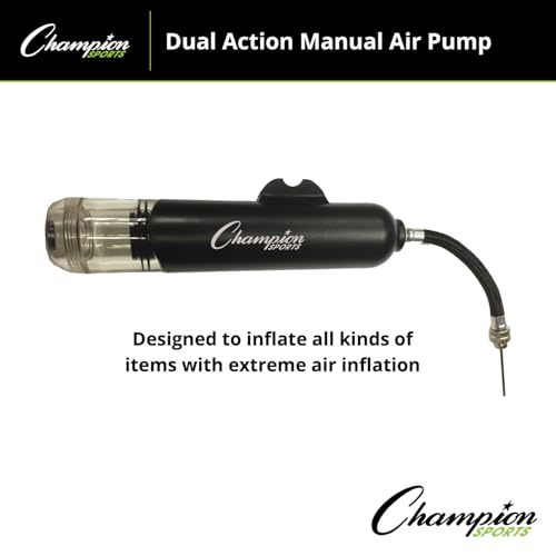 Champion Sports Dual Action Hand Air Pump, Small, Black