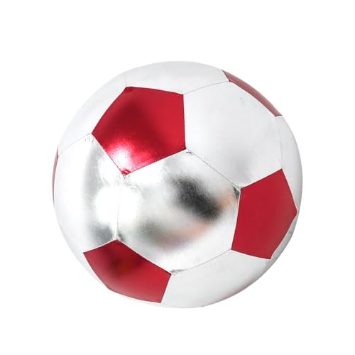 Inflatable Soft Football, Simulation Soccer Ball, 9.84 Inches Beach Toy with Leakproof, Elastic PVC Spheres, Indoor Play Toy with Bounce Design, Blow Up Football for Outdoor Use - color: Cloth Red
