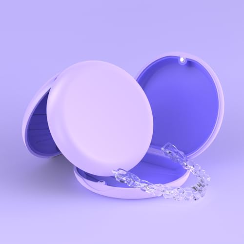2 Pack Retainer Case, Compatible with Invisalign, Slim Aligner Case with Removal Tool, Aligner Seaters & Brush, Pocket Size Secure Magnetic Closure for Travel - Purple - color: 2 Pack - Purple