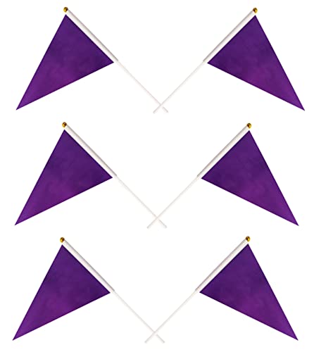 50 Pack Purple Pennant Small Mini Flags On Sticks,Hand Held Solid Purple Pennant DIY Graffiti Flag,Party Events Celebration,School,Grand Opening,Kids Birthday,Sports Clubs,Flower Pot - color: Purple