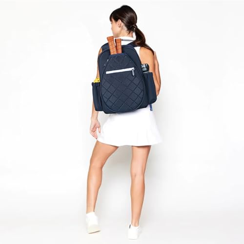 KAVIGOR Pickleball Bag, Quilted Pickleball Backpack with Shoe Compartment & Waterproof Pocket, Pickle Ball Paddle Bag Fits 2 to 4 Paddles for Women and Men - color: Blue