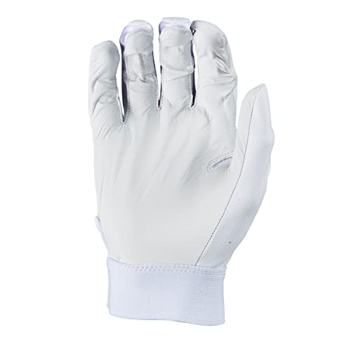 Adidas Diamond King 3.0 Leather Batting Glove - color: White/Silver, size: Medium