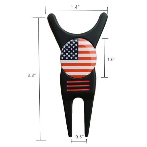 Golf Divot Repair Tool with Removable Magnetic Golf Ball Marker Alignment, Golf Divot Tool with Alignment Lines on Both Sides