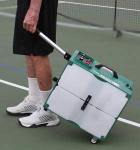 Pickleball Tutor Spin Model Ball Machine. Variable SIDESPIN. Speed 60 MPH. Random Oscillator. Made in USA by #1 Pickleball Machine Company.