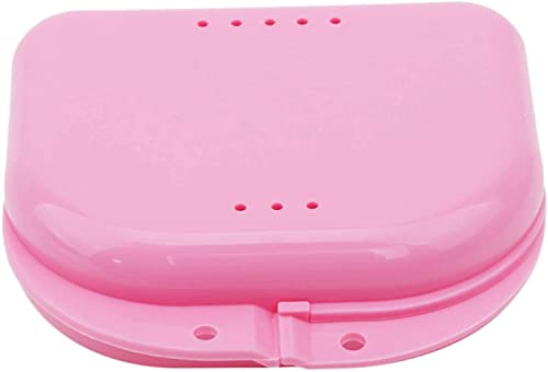 Generic Mouth Guard Case Orthodontic Retainer Box Denture Storage Container, Pink Durable and Professional