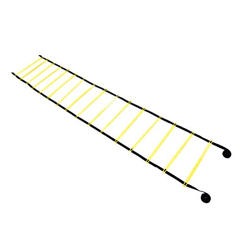 Agility Ladder Speed Ladder Training, 16 Rung Adjustable Flat Plastic Rungs with Durable Nylon Straps for Football Rugby Tennis Baseball Sports - color: Yellow