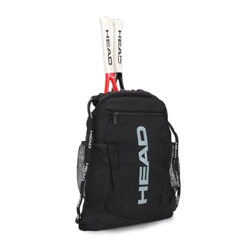 HEAD Men's Drawstring Backpack with Shoe & Phone Pocket,Structured Sports Gym Sack with Bottle Holders for Basketball, Workout, Tennis, Swimming, Travel,Training - color: Black