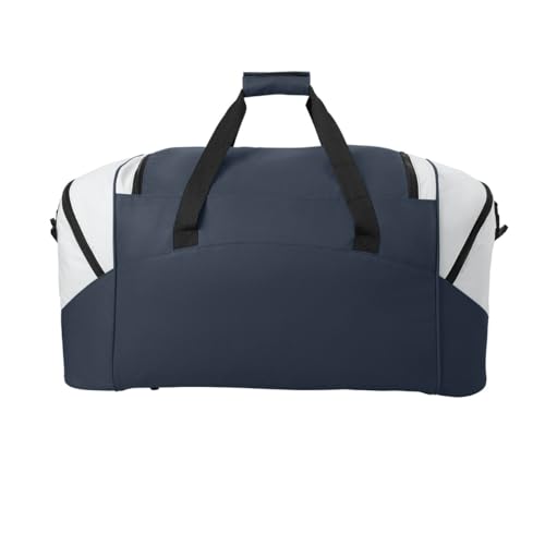 Personalized Large Duffel Bag, Football, Soccer, Basketball, Baseball Duffle Bag, Athlete Gift, Sport Bag, Embroidered Name, Navy/Grey - color: Navy/Grey
