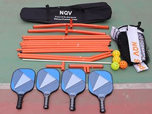 NQV Pickleball Net with 4 USAPA Approved Graphite Pickleball Paddles,Regualtion Size 22FT Pickle Ball Net, Outdoor Pickleballs, Carry Bag, Grip Tape,Weather Resistant Metal Frame - color: white