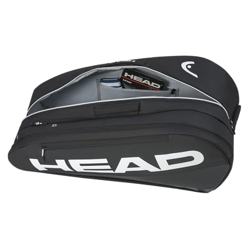 HEAD Tour Racquet Bag L (9R) Tennis Bag - Holds Up to 9 Racquets, CCT+ Climate Control Technology, 2 Main Compartments, Shoe Pocket & Backpack Carry System - color: Black