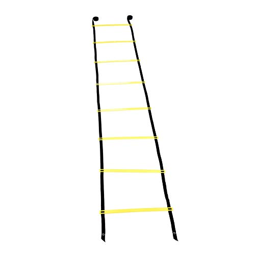 Agility Ladder 4m Football Training Ladder with 8 Adjustable Rungs for Speed Coordination Balance and Fitness Drills Yellow PP Nylon 400x41cm