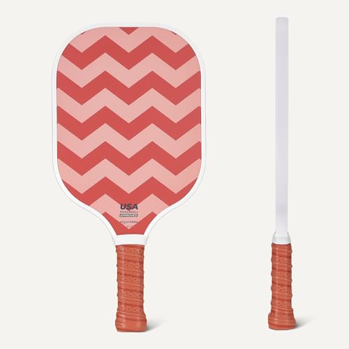 Amazon Basics Pickleball Paddles Set of 2, USAPA Approved Carbon Fiber Paddle with 4 Balls, Lightweight Pickle Ball Rackets, Carry Bag & Grips - color: Pastel Zigzag
