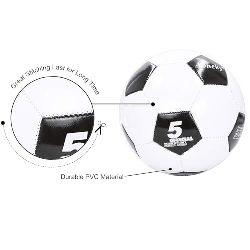 Aoneky Soccer Ball with Pump - color: 1 Pack with 1 Pump - White/Black, size: 5