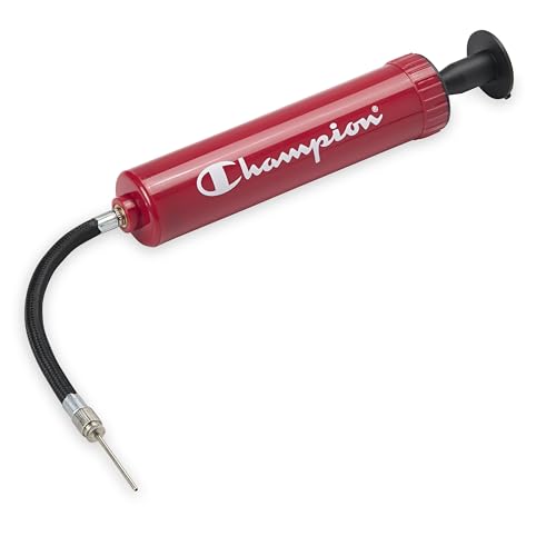 Champion Replacement Ball Pump with Metal Inflation Replacement Needles for Sports Balls with Compact Case, Compatible with Most Pumps for Basketball, Soccer, Football, Volleyball & Yoga Balls - color: Tango Red/Black, style: Classic