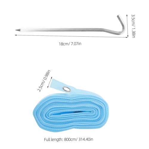 1 Set Blue Volleyball Boundary Lines with Anchors - Beach Volleyball Court Line Marker - High Visibility Webbing Setting Up Outdoor Sand Courts for Training