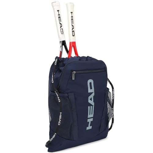 HEAD Men's Drawstring Backpack with Shoe & Phone Pocket,Structured Sports Gym Sack with Bottle Holders for Basketball, Workout, Tennis, Swimming, Travel,Training - color: Navy Blue