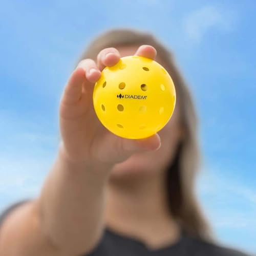 Diadem Premier Power Pickleball Ball - Official Ball of Power Pickleball | High Visibility Yellow | Fast and Durable | USAPA Approved (12 Pack, Yellow)