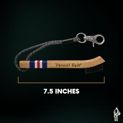 Golf Brush Made from Hickory Wood, Golf Club Groove Cleaner with Secure Clip Attachment for Bags and Carts - Golf Gifts for Men - color: Red and Blue