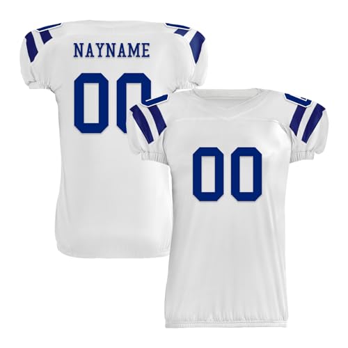 Youth Football Practice Jersey, Custom Blank Kids Practice Football Uniform Sportswear for Boys Training Games - color: Speed Blue White