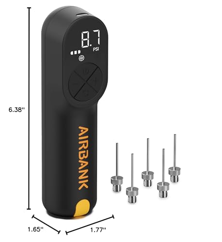 AIRBANK Electric Ball Pump MAKO, 4000mAh Basketball Pump, 20PSI Fast Smart Air Pump Inflation & Deflation with Accurate Pressure Gauge for Soccer, Football, Volleyball, Basketball, Balloon