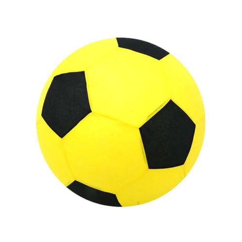 Inflatable Soft Football, Simulation Soccer Ball, 9.84 Inches Beach Toy with Leakproof, Elastic PVC Spheres, Indoor Play Toy with Bounce Design, Blow Up Football for Outdoor Use - color: Velvet Yellow