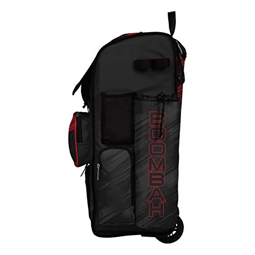 Boombah Rolling Superpack Scratch Baseball/Softball Gear Bag - 23-1/2" x 13-1/2" x 9-1/2" - Multiple Colors - Telescopic Handle and Holds 4 Bats - Wheeled Version - color: Black/Red