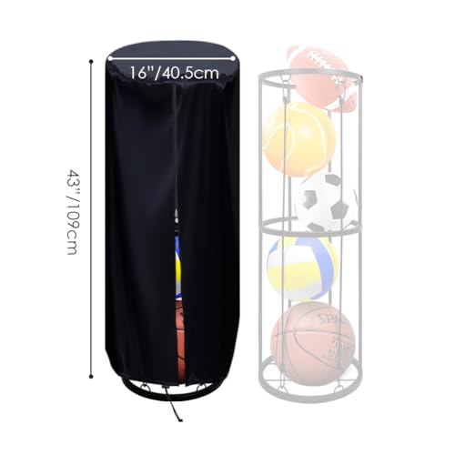 Garage Ball Storage Rack Cover Wall Mounted Basketball Soccer Ball Holder Dust Cover Protective Cover for Football Volleyball Rack Organizer (Cover Only)