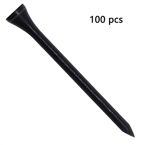 Wooden Golf Tees 3-1/4", 2-3/4", 1-1/2" Available,100 Count (Natural Color, White, Black, Blue, Red, Pink) - color: Black, size: 2 3/4 inch