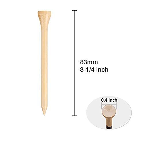 Golf Tees Durable Bamboo Tees 100Pcs 100Pcs 3-1/4" Friendly Biodegradable Material Reduce Friction Side Spin More Stable
