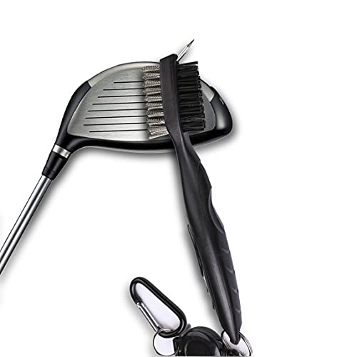 ATTRACTIVE Golf Towels, Microfiber Waffle Pattern Towels - Golf Club Brush with Cleaning (2 Black Towel+Black Brush) - color: Black