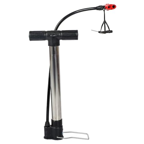 High Pressure Bike Floor Pump with Gauge – Universal Bicycle Tire Inflator, Dual Presta & Schrader Valves, for Road, Mountain & Kids Bikes, Includes Ball Needle & Inflatable Nozzles