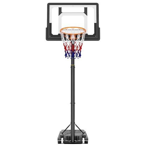 soges Portable Basketball Hoop with Wheels, Outdoor 5.25-6.9 FT Height Adjustable Goal System w/Enlarged Fillable Base, for Teens Youth Adults in Backyard/Driveway/Indoor