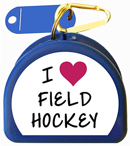 Field Hockey Mouth Guard Case Mouthguard Case, Retainer Case - I Love Field Hockey - color: Blue