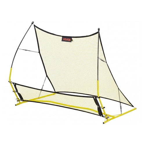 VEVOR Upgrated Soccer Rebounder Net, 2-in-1 Soccer Goal Rebounder, Thickened Fiberglass Poles Iron Pipe for Team Solo Control, Passing Practice, Easy Setup Ball Training Equipment for Teens & Adults