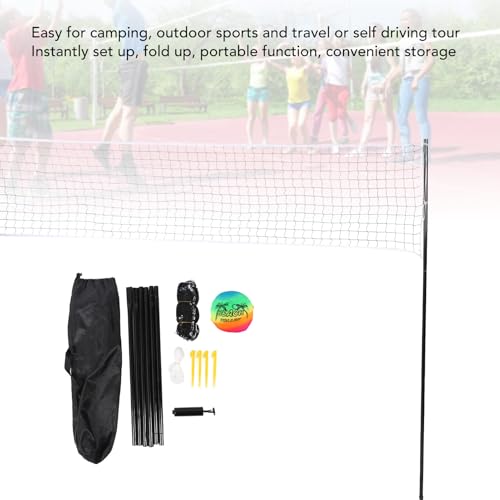 Portable Volleyball Set, Professional Outdoor Beach Volleyball Net System, Complete with Steel Poles No Sag Design, Includes Ball Pump Net for Backyard Camping