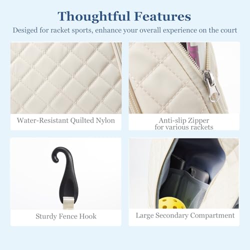 Pickleball Bag for Women Pickelball Backpack Large Quilted Sling Bags, Holds Pickleball Paddles Tennis Racket