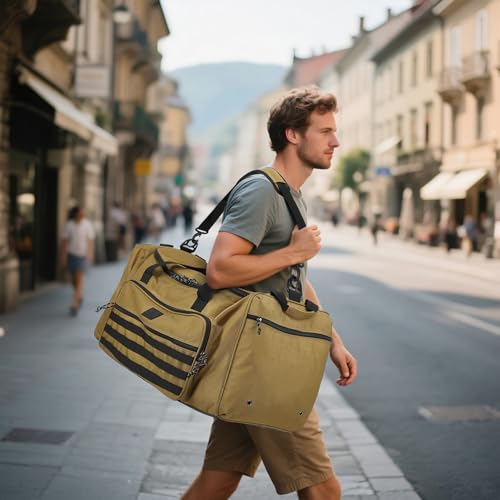 120L Extra Large Gym Duffle Bag for Men Women with Shoes Compartment Heavy Duty Tactical Sports Duffel Bag Big Football Baseball Basketball Soccer Hockey Team Equipment Bag, Brown - color: Brown