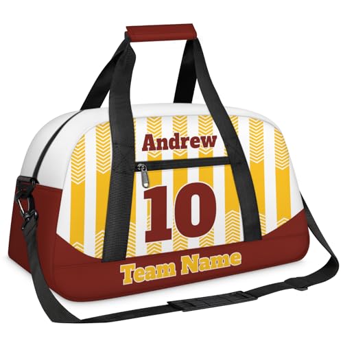 Basketball Soccer Gifts for Boys Girls - Custom Sports Duffle Bag, Personalized Name & Team Bag, Water-Resistant Gym Bag for Basketball, Soccer, Volleyball | Y-Yellow Dark Red - color: Y-Yellow Dark Red