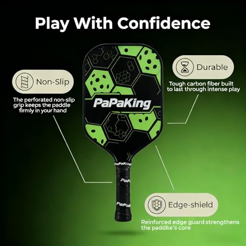 Pickleball Paddles, Lightweight Carbon Fiber Pickleball Paddle with 2 Balls, Pickle Ball Racket for Ultimate Spin and Consistency, Enhanced Shock Absorption for High Spin