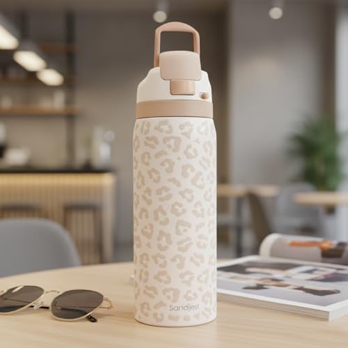 Leopard Print Insulated Stainless Steel Water Bottle with Straw for Sports and Travel, 32oz, Gifts for Women Girls Friends Teens Birthday Christmas (Beige) - color: Leopard 1