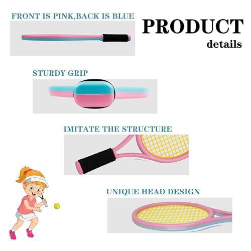 Kids Tennis Racket for Baby,Child and Kids Age 3~15,Toddler Tennis Racket Set Including 4 Shuttlecocks,2 Tennis Balls,2 Foam Balls and 1 Carrying Bag - color: shuang se lan-p