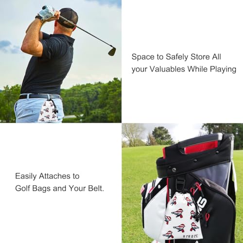 Golf Valuables Pouch, Leather Golf Tee Pouch with Drawstring Closure Golf Ball Tee Handbag Portable Golf Accessories - color: USA Birdie